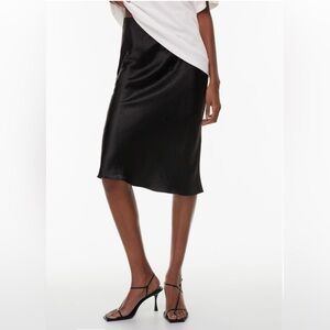 Aritzia Babaton Slip Satin Midi Skirt, Black | Size 6